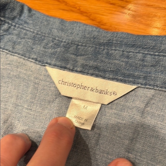 Christopher & Banks Blue Button Down Shirt - Picture 2 of 5
